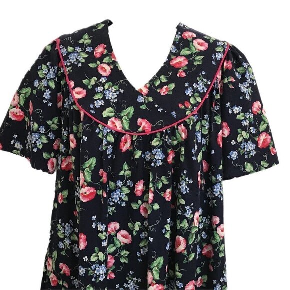 Vintage Carolina Maid House Dress S Cottagecore MuuMuu Maxi Long Blue Floral - Picture 3 of 9